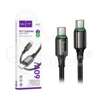 Кабель Type-C - Type-C Hoco X127 (3A, 60W, PD, оплетка нейлон) Черный