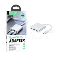 Адаптер Type-C (PD) + USB 3.0 + HDMI (HDTV) Hoco HB14 Серебро