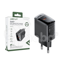 Сетевое зарядное устройство Type-C Acefast A102 (30W, PD, GaN) Черный