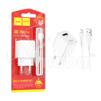Сетевое зарядное устройство USB Hoco C98A (18W, QС3.0, кабель MicroUSB) Белый