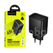 Сетевое зарядное устройство USB/Type-C Hoco N75 (65W, QC3.0, PD, 3 порта) Черный