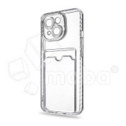 Чехол-накладка для iPhone 15 Plus (с защитой камеры, карманом для карт, прозрачный)